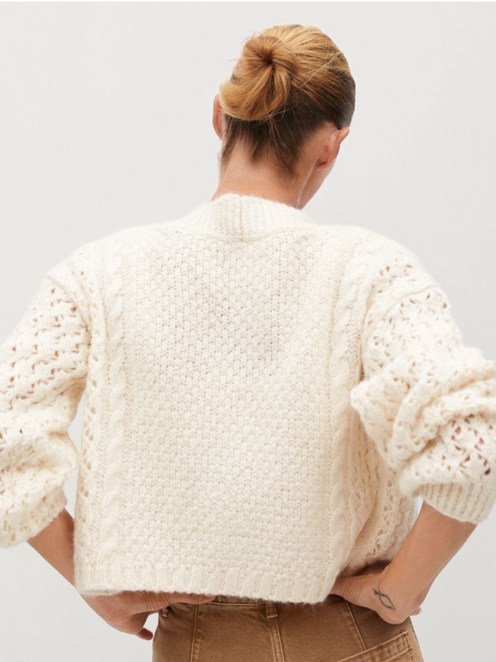 MANGO WOMENS IVORY CREAM KNIT CARDIGAN SWEATER WOOL BLEND MEDIUM - Picture 6 of 6